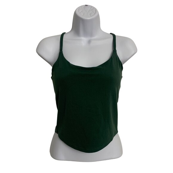 All In Motion Dark Green Workout Fitness Cropped Tank Top w/ Built-In Shelf Bra - Picture 1 of 16